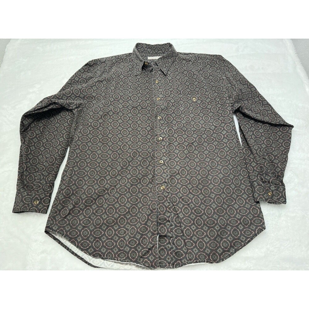 Bugle Boy Shirt Mens Large Geometric Long Sleeve Button Down Rug Pattern